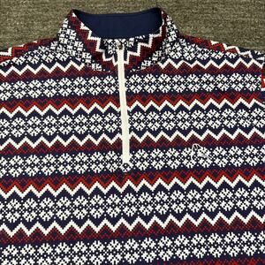 Rhoback Performance Q Zip Men XL Red White Blue Geometric Snowflake 1/4 Golf